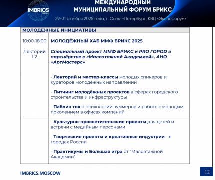 ​30 октября. Форум БРИКС — IMBRICS 2025. Малоэтажная Академия!