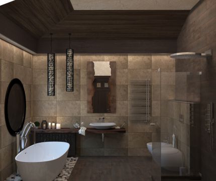 Дизайн ванной комнаты в частном загородном доме