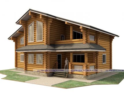 Деревянный дом из бревна 340 мм