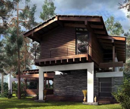 Проект: современный деревянный Дом FORESTER SHACK