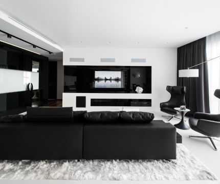 Чёрно-белый интерьер квартиры в Москве от Geometrix Design